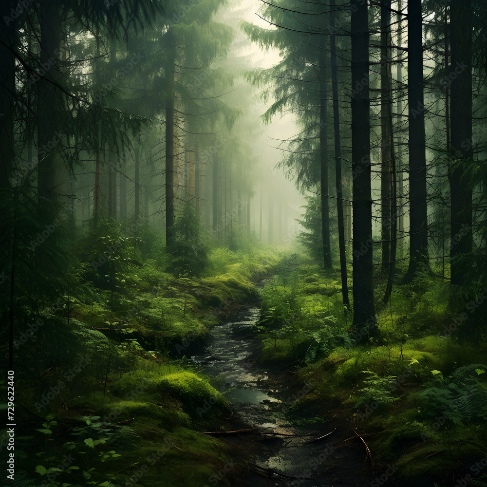 Fototapeta premium Forest view AI generated