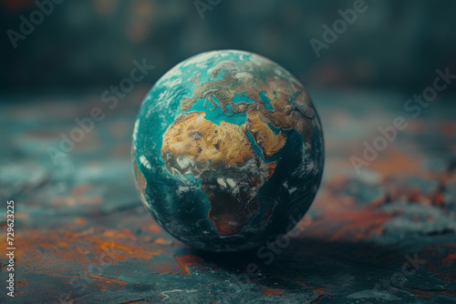 Artistic Earth Globe on Textured Background