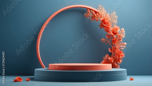 3d render, abstract background, round podium for product presentation.