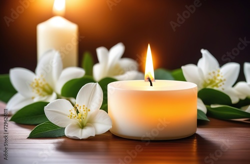 Spa still life with candles and flowers