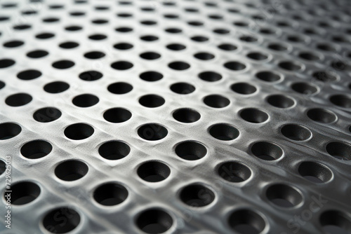 Steel grid with round holes and reflection industrial abstract textured seamless background  diagonal view