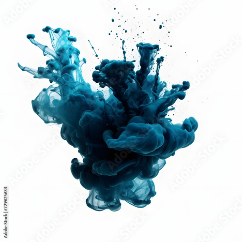 Ethereal blue ink dispersing dynamically in clear water, creating a captivating abstract cloud formation.