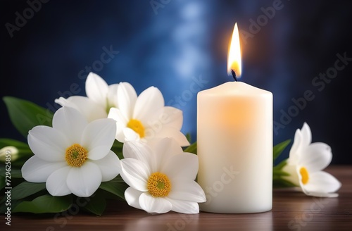 Spa still life with candles and flowers