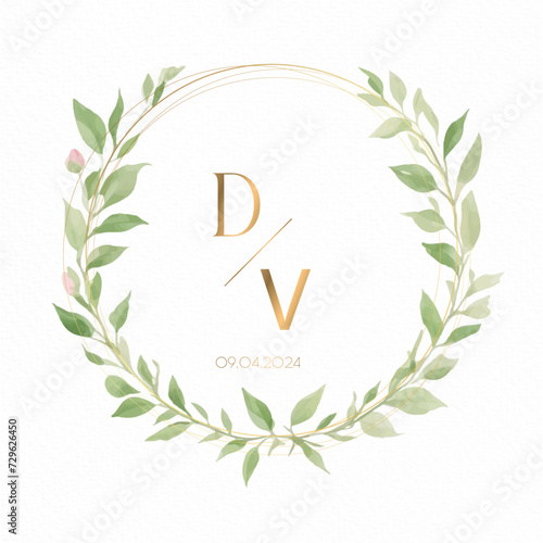 Wreath of leaves watercolor