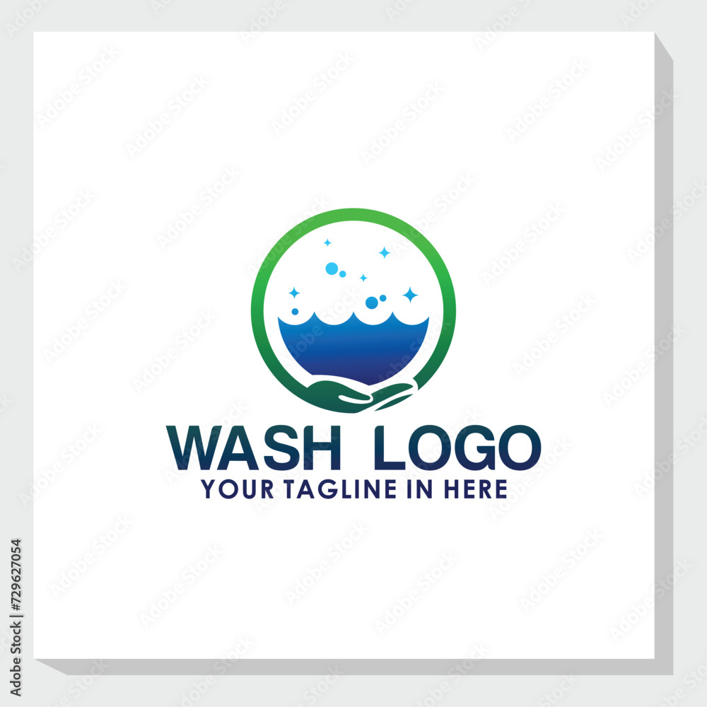 wash logo design vector, cleaning service logo inspiration