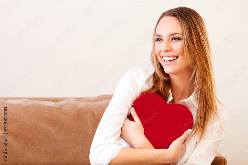 Young Woman Holding a Heart Box Young Woman Holding a Heart Box