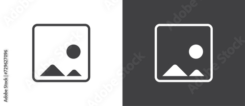 Image vector icon. Simple photo image icon. Gallery icon vector illustration. Gallery, image, picture symbol, photo signs. Picture vector icon in black and white background. photo