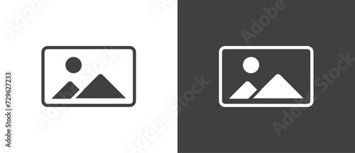 Simple picture icon. Landscape photo image icon. Gallery flat icon vector illustration. Gallery, image, picture symbol, photo signs. Picture vector icon in black and white background. photo