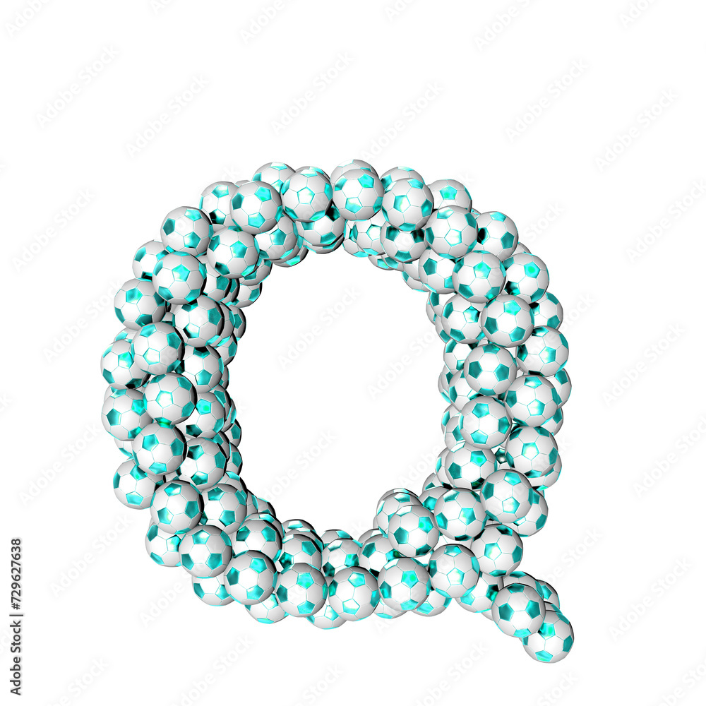 Obraz premium Symbol made from turquoise soccer balls. letter q
