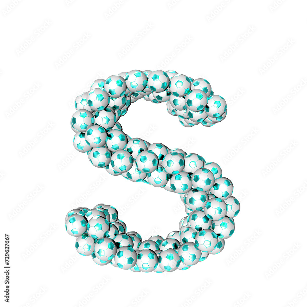 Symbol made from turquoise soccer balls. letter s Symbol made from turquoise soccer balls. letter s