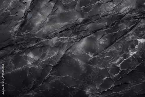 Black natural bold abstract rock background. Dark gray stone texture mountain close-up cracked for banner ad design copy space