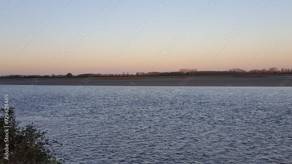 sunset over the river