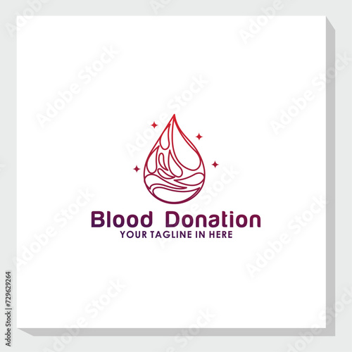 blood donation logo design vector, health and medical logo inspiration