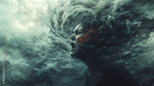 Emotional Whirlwind: Person Surrounded by Emotions | Ultra Realistic 8K | Digital Camera | AdobeStock