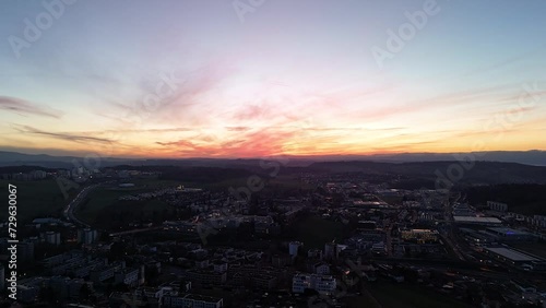 Sunset over Fribourg filmed using a DJI Mini 4Pro Drone