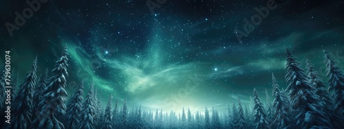 Wallpaper Mural Majestic Northern Lights Over Snowy Forest Landscape at Night Torontodigital.ca