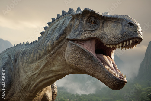 Dangerous roaring dinosaur in prehistoric age