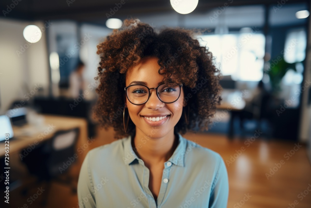Portrait of a young female professional in modern office space Portrait of a young female professional in modern office space