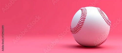 3D Realistic a white ball of softball in cartoon style Isolated pink color Background. AI generated © prastiwi