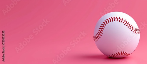 3D Realistic a white ball of softball in cartoon style Isolated pink color Background. AI generated photo