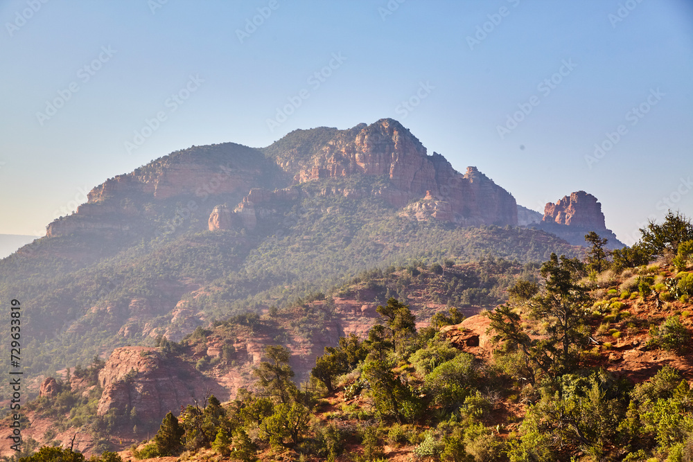 Sedona Red Rock Mountains, Lush Desert Vegetation, Daytime Warm Glow