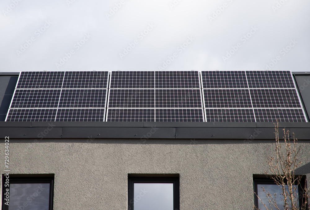 solar panels on rooftop modern village solar panels on rooftop modern village