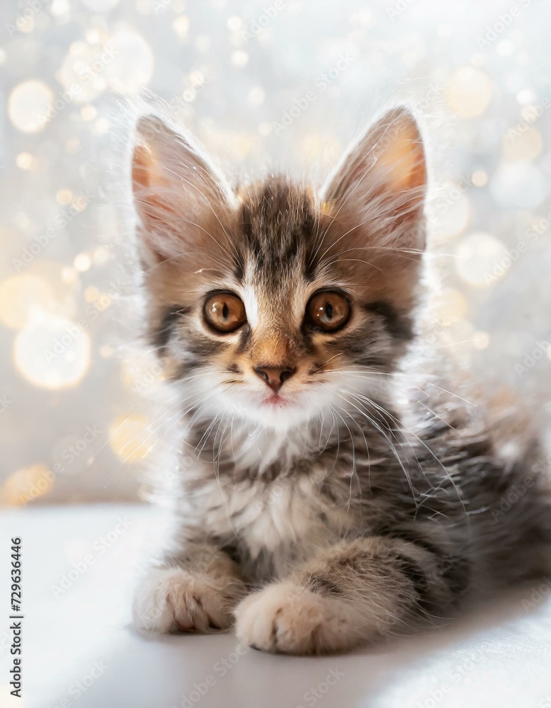 kitten picture looking straight to camera in golden bokeh kitten picture looking straight to camera in golden bokeh