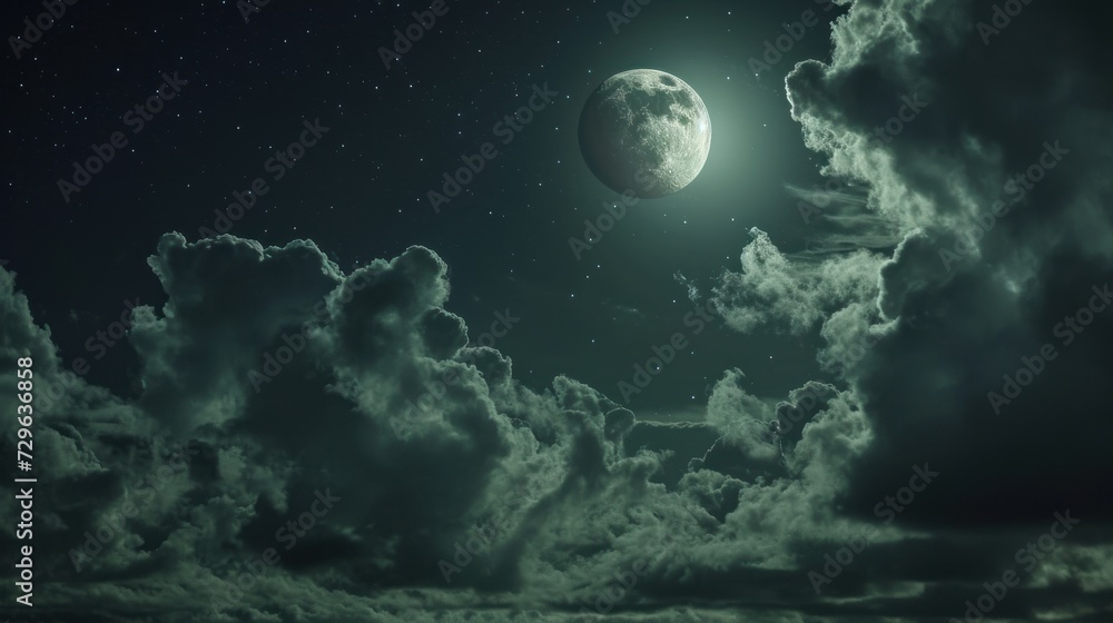 a full moon in a cloudy sky with a few clouds in the foreground and a few stars in the sky on the far side of the moon in the middle of the sky. a full moon in a cloudy sky with a few clouds in the foreground and a few stars in the sky on the far side of the moon in the middle of the sky.