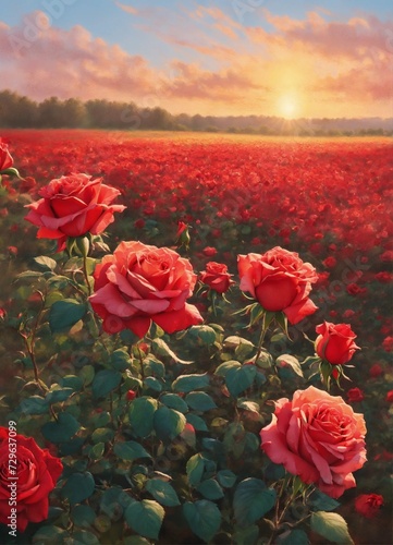 A field of beautiful roses