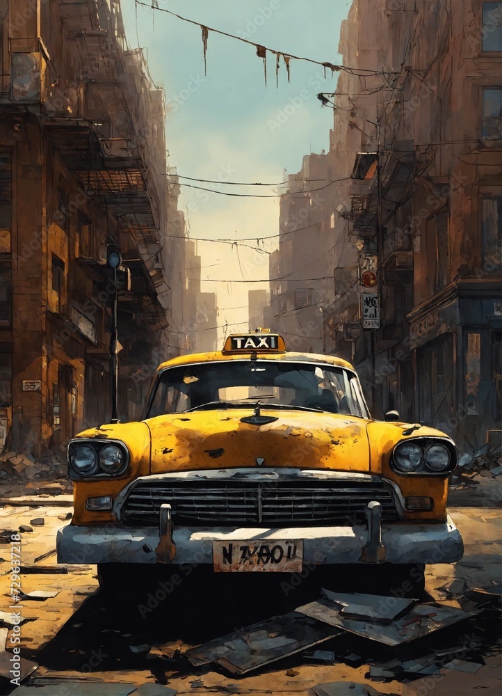 Obraz premium Empty taxi cars
