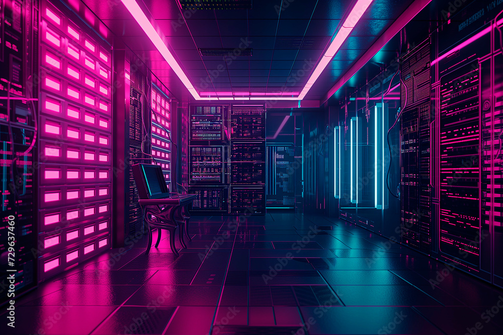 Fototapeta premium futuristic cpu is sitting in an empty room