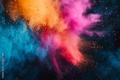 Colorful powder explosion Closeup Abstract Paint holi