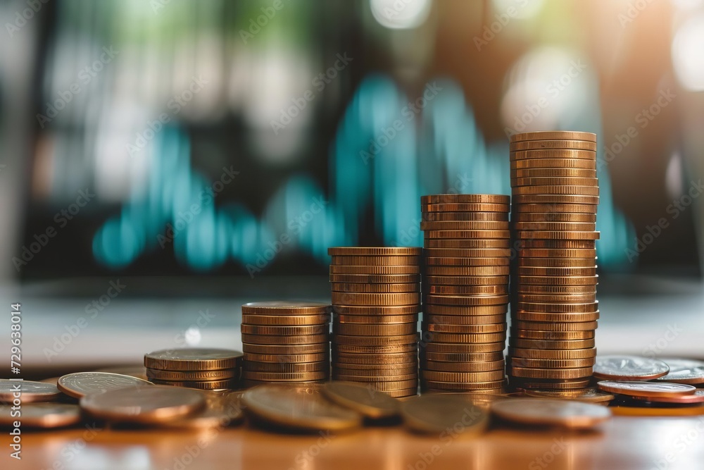 Growth stack of coins Graph chart Business marketing Growth stack of coins Graph chart Business marketing
