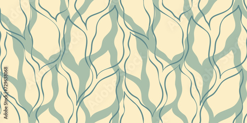 Leaves Pattern. Blue Tropic Palm Leaves Seamless Vector Background, Graphic Jungle Print