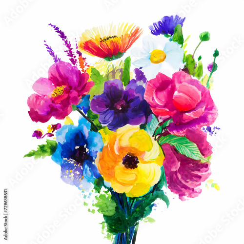 Bouquet of colorful flowers painting © Harry