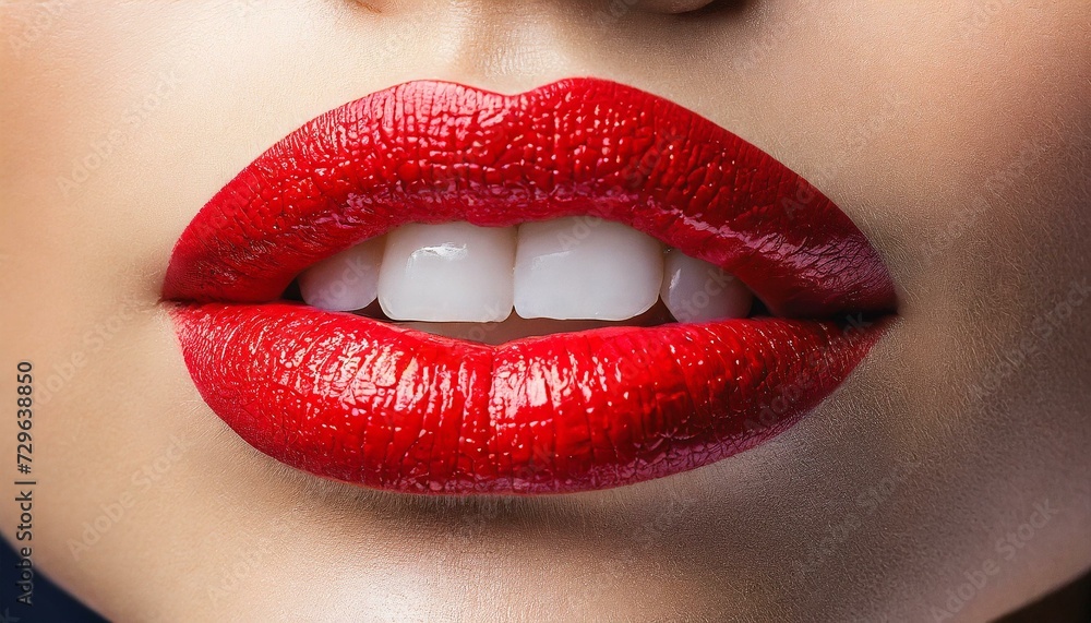 close up red lips of woman close up red lips of woman
