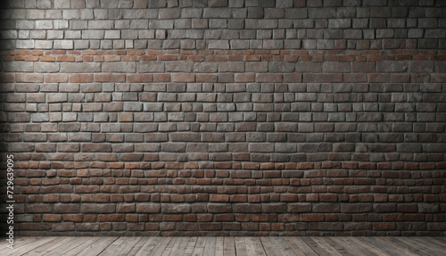 Old grey brick wall background. Panoramic wide texture