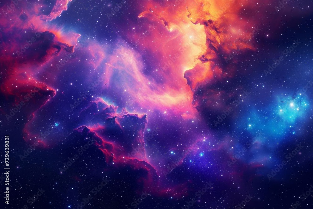 Fototapeta premium Vibrant space galaxy cloud nebula A mesmerizing cosmic display of colors and stars Capturing the mystery and beauty of the universe in a stunning background