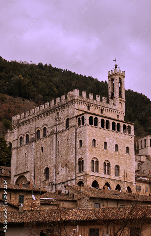 View of the Palazzo dei Consoli, a medieval building in Gubbio.
