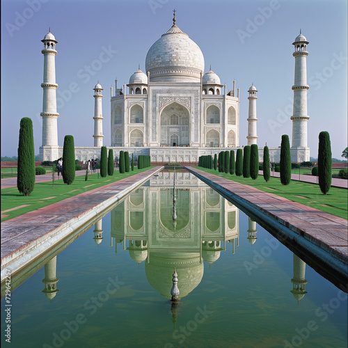 Majestic Taj Mahal Reflection in Water, Agra, India