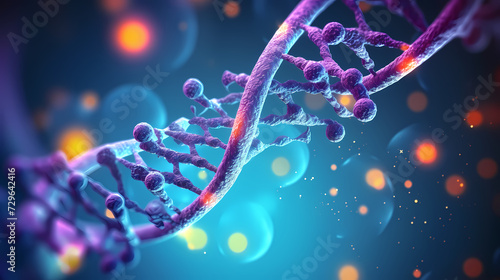 Human DNA structure, 3D illustration of helical DNA molecule