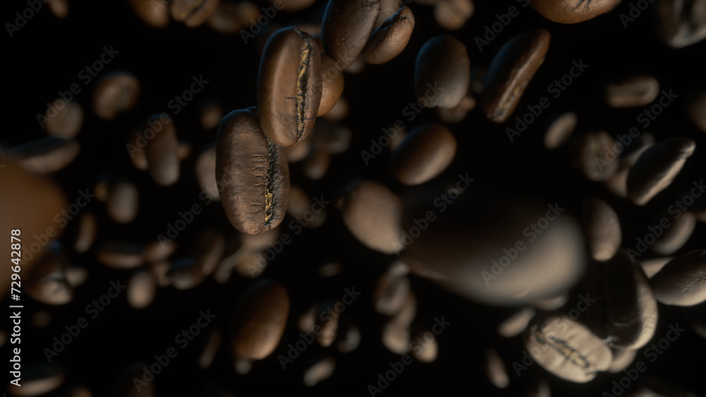 Obraz premium Coffee Beans Over Black Background