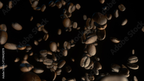 Coffee Beans Over Black Background photo