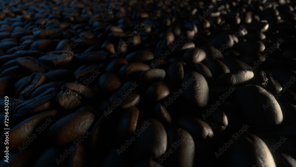 Obraz premium Coffee Beans Over Black Background