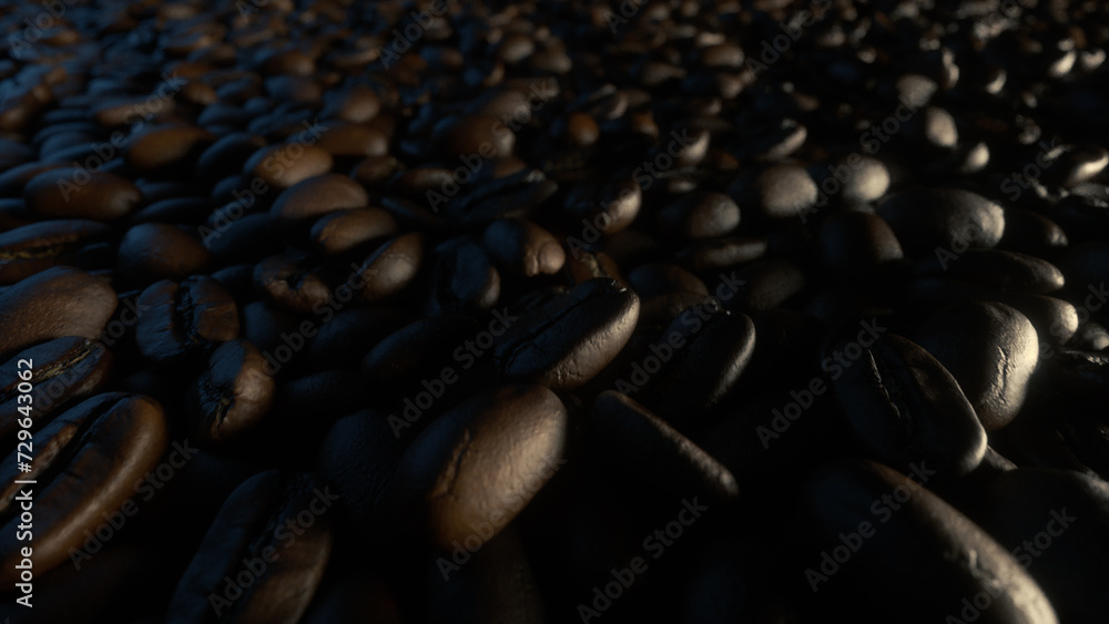Obraz premium Coffee Beans Over Black Background