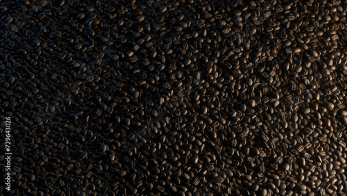 Coffee Beans Over Black Background