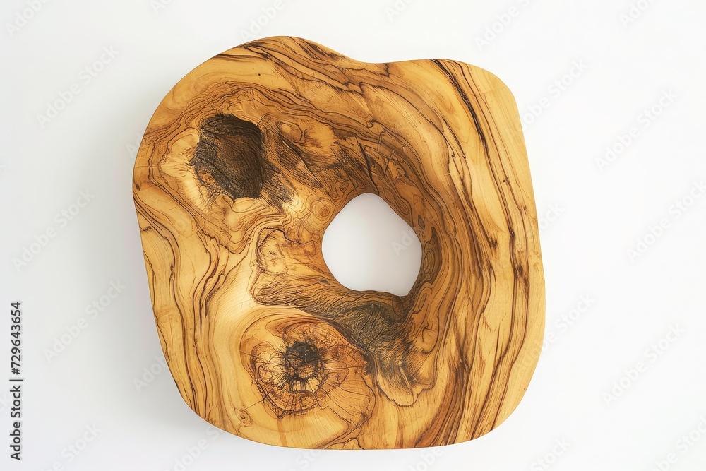 Artistry in Wood: An Exquisitely Crafted Olive Wood Cutting Board Showcasing the Natural Elegance of Wood Grain Patterns, Generative AI