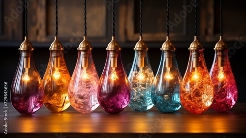 Hang colorful light-diffusing pendants to add playful pops of color and light