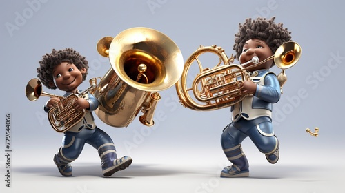 D Characters Performing on Euphoniums cute face photo