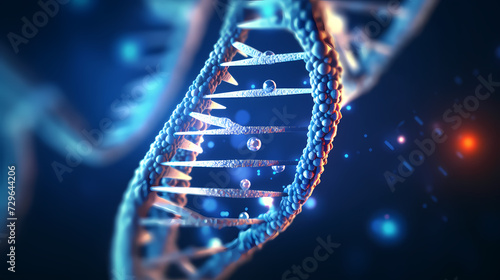 Helix DNA polygonal wireframe molecule helix, medical concept background © Derby